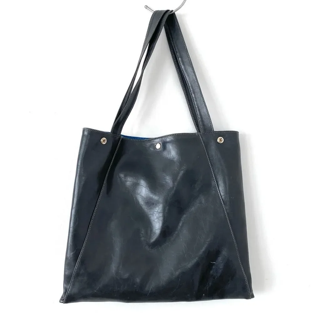 Crystalyn Kae Black Vegan Leather Metier Tote Bag Large Made in USA Minimalist
